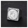 Napoleon Chevalière square Stainless steel Silver 4 Diamonds IM#25617