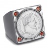 Napoleon-Ritter quadratisch Edelstahl Silber 4 Rubinrot IM#25622