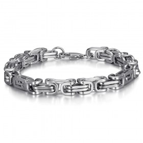 Bracciale da uomo a maglia bizantina Acciaio inossidabile Argento 22cm IM#25634