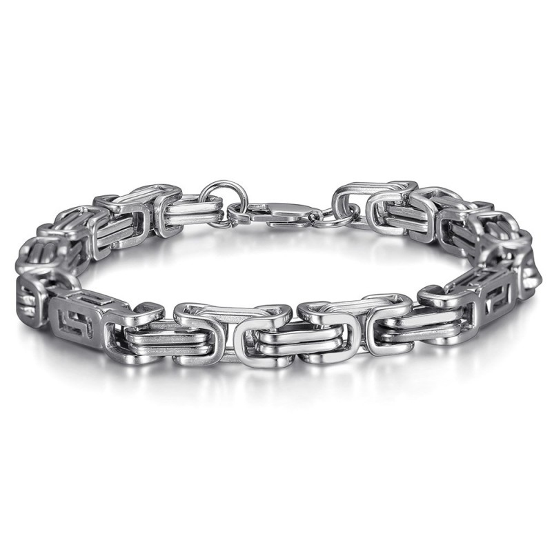 Bracelet homme Maille byzantine Acier inoxydable Argent 22cm  IM#25634