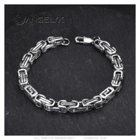 Bracelet homme Maille byzantine Acier inoxydable Argent 22cm  IM#25636