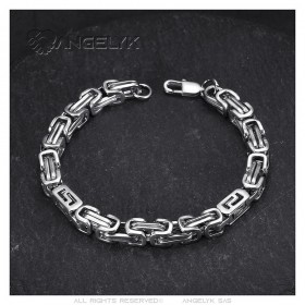 Men's bracelet Byzantine mesh Stainless steel Silver 22cm IM#25636