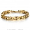 Bracelet homme Maille byzantine Acier inoxydable Or 22cm  IM#25640