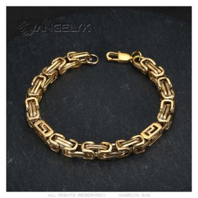 Men's bracelet Byzantine mesh Stainless steel Gold 22cm IM#25641