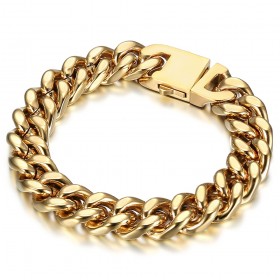 Bracciale da uomo in acciaio inox oro 13 mm 21 cm  IM#25644