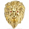 Anello da uomo con testa di leone Occhi di rubino rosso Acciaio inossidabile Oro IM#25652