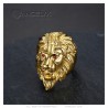 Anello da uomo con testa di leone Occhi di rubino rosso Acciaio inossidabile Oro IM#25653