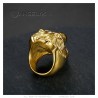 Men's lion head ring Red ruby eyes Stainless steel Gold IM#25654