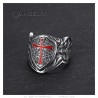 Caballeros Templarios Anillo Cruz Roja Escudo de Armas Escudo Acero Plata IM#25660