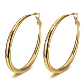 Large hoop earrings Stainless steel Gold 50mm IM#25665