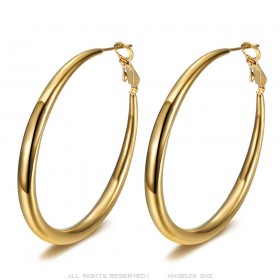 Wide hoop earrings Stainless steel Gold 50mm IM#25666
