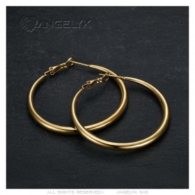 Boucles d'oreilles larges créoles Acier inoxydable Or 50mm  IM#25667