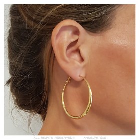 Wide hoop earrings Stainless steel Gold 50mm IM#25668