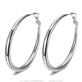 Large hoop earrings Stainless steel Silver 50mm IM#25672