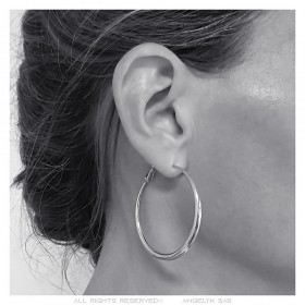 Boucles d'oreilles larges créoles Acier inoxydable Argent 50mm  IM#25674