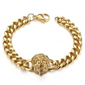 Armband Löwenkopf Edelstahl Gold IM#25690