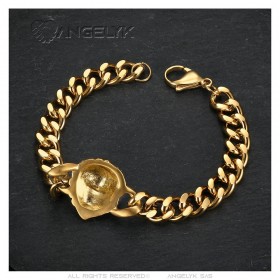 Löwenkopf-Armband Edelstahl Gold IM#25693