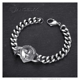 Löwenkopf-Armband Edelstahl Silber IM#25699