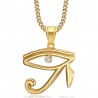 Eye of Horus pendant Stainless steel Gold and diamond IM#25737
