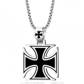 Maltese Biker Chain Black Cross Pendant IM#25743