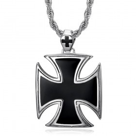 Großer Templer-Anhänger Patente Kreuz schwarz Malteser Biker Kette IM#25748