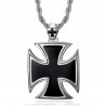 Grand pendentif templier Croix pattée noire maltese Biker Chaîne  IM#25749