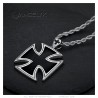 Large Templar Cross with Black Maltese Biker Chain Pendant IM#25750