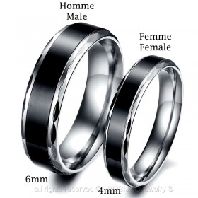 Alliance Bague Anneau Acier Inoxydable Titane Noir bobijoo