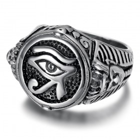 Anillo Ojo de Horus Tributo al Faraón Acero inoxidable IM#25761