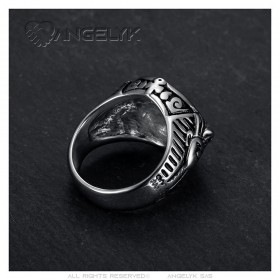 Bague oeil d'Horus Hommage au pharaon Acier inoxydable  IM#25764