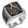 Freemason Ring Chevalière du Maître Stainless Steel Zirconium IM#25769