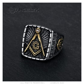 Freemason Ring Chevalière du Maître Stainless Steel Zirconium IM#25770