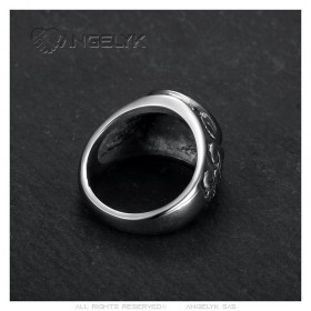 Anillo cruz templaria flor de lis Acero inoxidable IM#25778