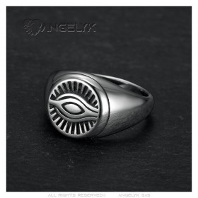 Bague oeil de la providence Illiminati Acier inoxydable  IM#25784