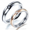 Alliance Bague Anneau Rose Gold Noir Faux Diam's bobijoo