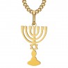 Colgante Menorah Candelabro 7 ramas Estrella de David Oro IM#25849