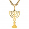 Pendant Menorah Candelabra 7 branches Star of David Gold IM#25849