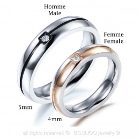 AL0031 BOBIJOO Jewelry Alliance Ring Ring Rose Gold Black Fake Diam's