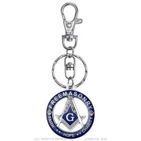 Portachiavi da massone Metallo argentato e smalto blu  IM#25860