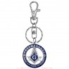 Freemason's key ring Silver-plated metal and blue enamel  IM#25860