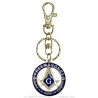 Freemason key ring Vintage sepia metal blue enamel  IM#25866