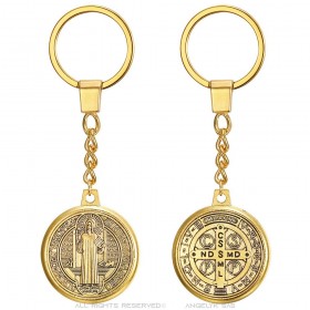 Schlüsselanhänger Medaille von Saint-Benoît Vergoldetes Metall  IM#25872