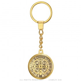 Schlüsselanhänger Medaille von Saint-Benoît Vergoldetes Metall  IM#25874