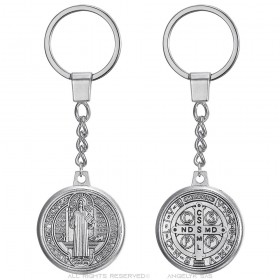 Keyring Saint-Benoît medal Silver plated metal  IM#25878