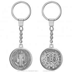 Portachiavi Medaglia di Saint-Benoît Metallo placcato argento  IM#25878