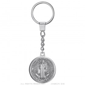 Porte-Clé médaille de Saint-Benoît Métal argenté  IM#25879