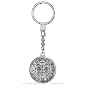 Keyring Saint-Benoît medal Silver plated metal  IM#25880