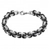 Pulsera de malla bizantina para hombre Acero inoxidable Negro 21cm IM#25886