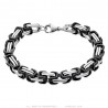 Bracelet homme maille byzantine Acier inoxydable Noir 21cm  IM#25887