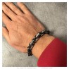 Bracelet homme maille byzantine Acier inoxydable Noir 21cm  IM#25888